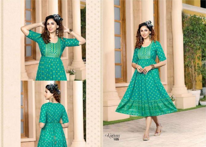 Golden Kareena 1 Heavy Fancy Ethnic Wear Rayon Designer Kurti Collection